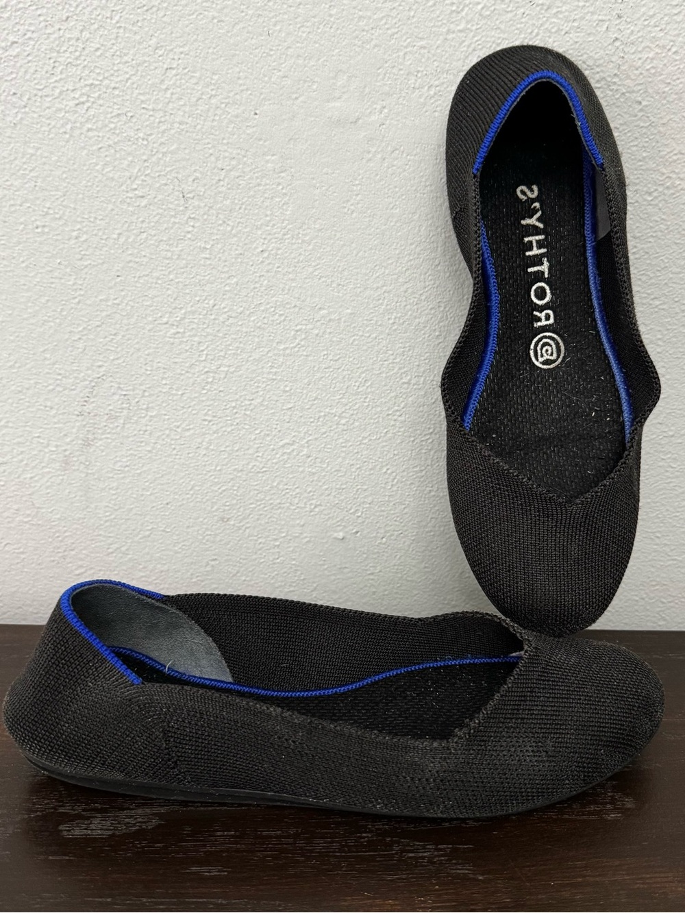 Rothy's The Flat Round Toe Black Solid Women's Size 7.5 EUC Sustainable comfy